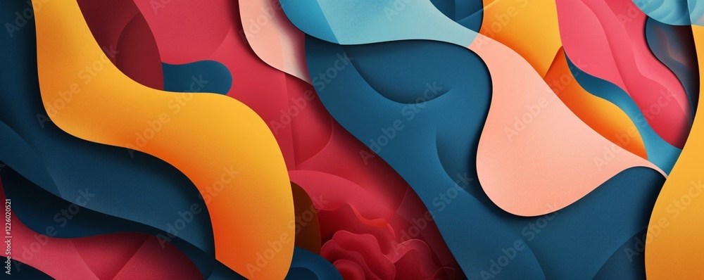 Leinwandbilder colorful wavy shapes in abstract background creating a sense of depth and dimension