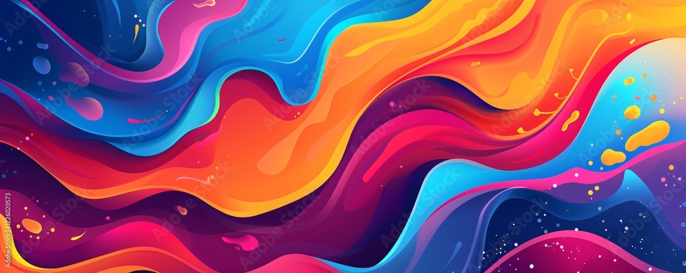 Poster vibrant design with colorful liquid shapes flowing in an abstract background