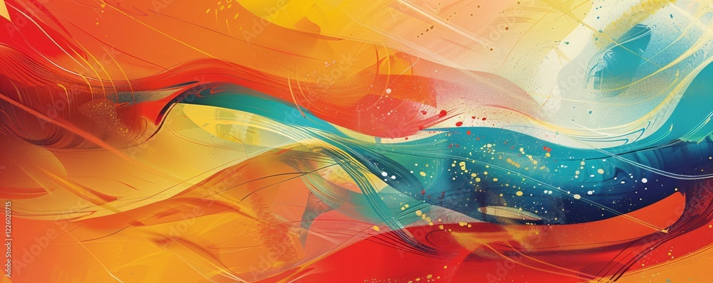 Poster vibrant abstract background with dynamic swirling lines, evoking a feeling of movement and vitality