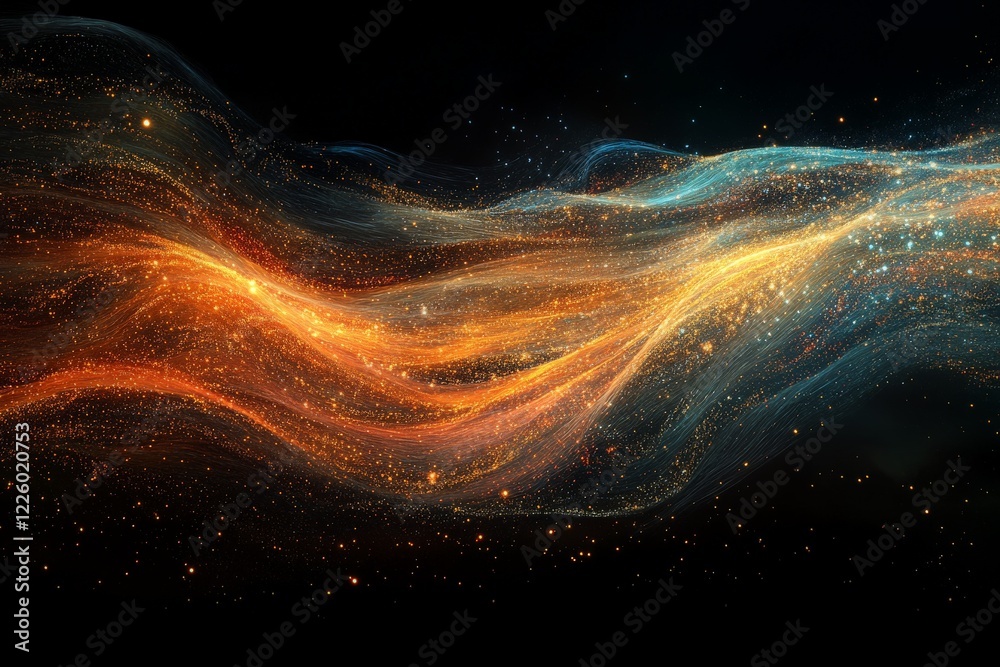 Aufkleber Colorful swirling patterns of light and energy create a mesmerizing cosmic effect in a dark space background