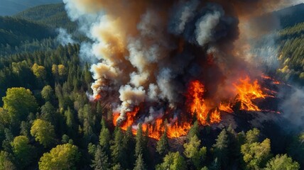 Fototapeta premium fire burning in the forest wildfire