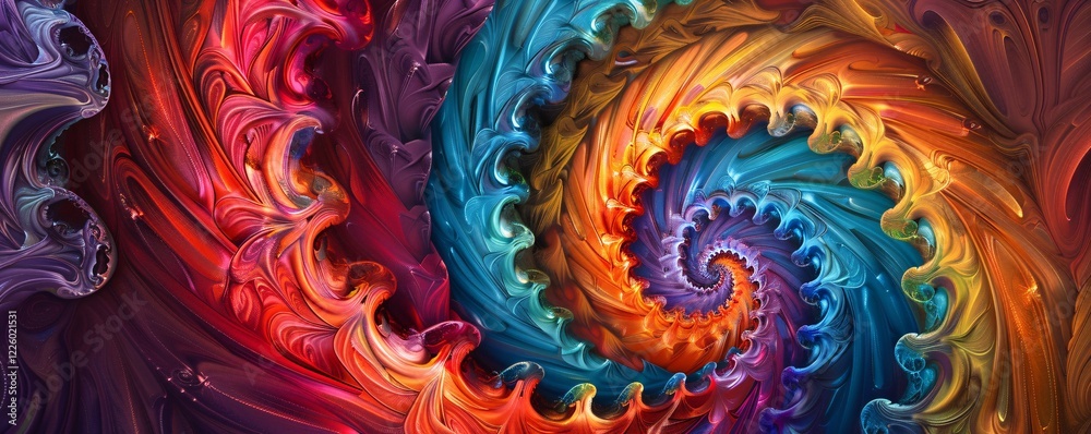 Poster vibrant wavy pattern on abstract spiral background, ideal for graphic design projects
