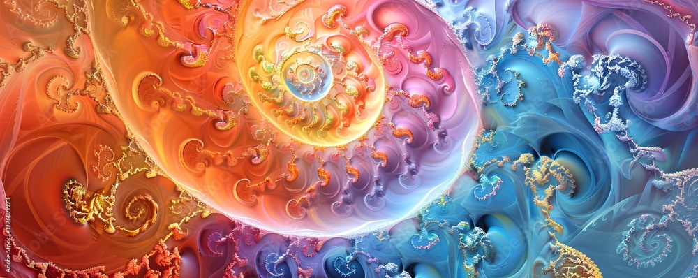 Poster Abstract background with colorful spiral fractal art creating a swirling pattern