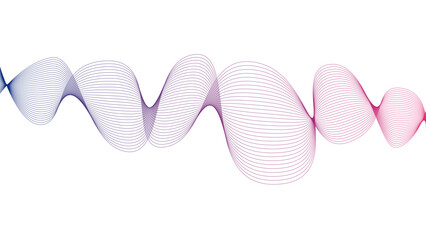 Vector curvy abstract line art wavy flowing dynamic blue pink white background in concept music or sound, wave, wind, information flow	