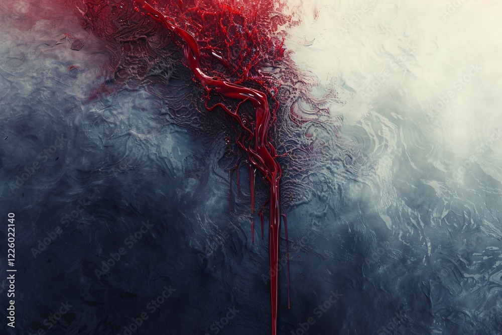 Aufkleber Abstract background of red liquid flowing on textured surface creating artistic pattern