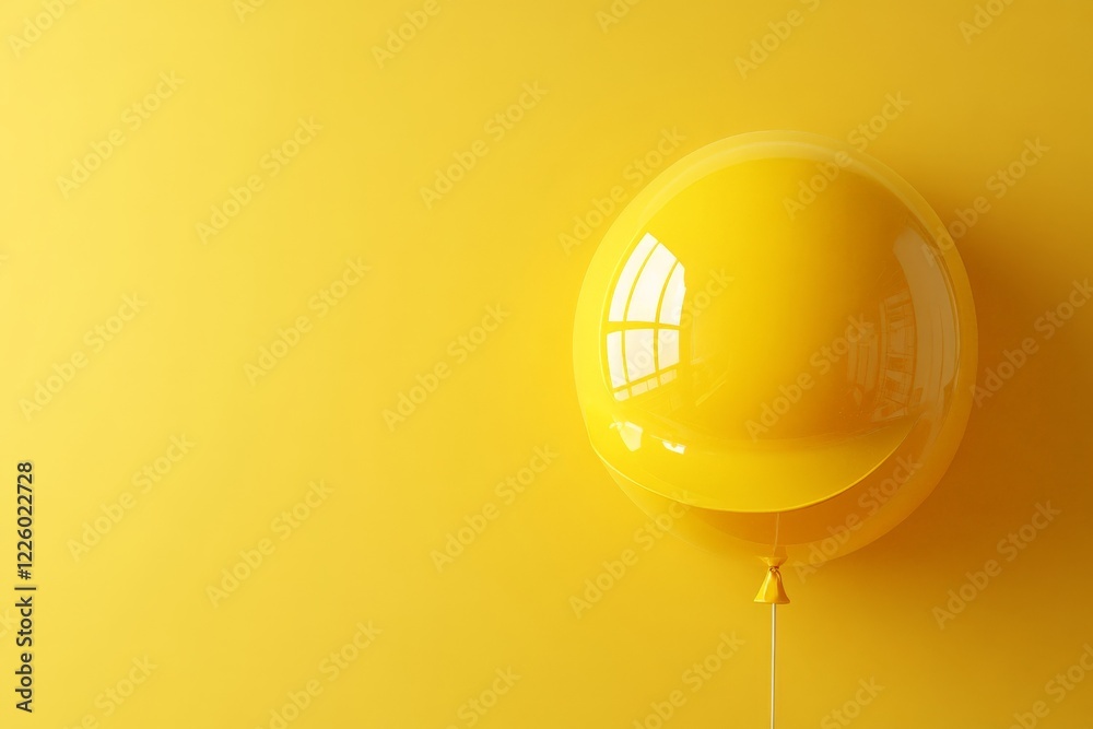 Aufkleber bright yellow balloon floats against a vibrant yellow background in a playful display of color and s