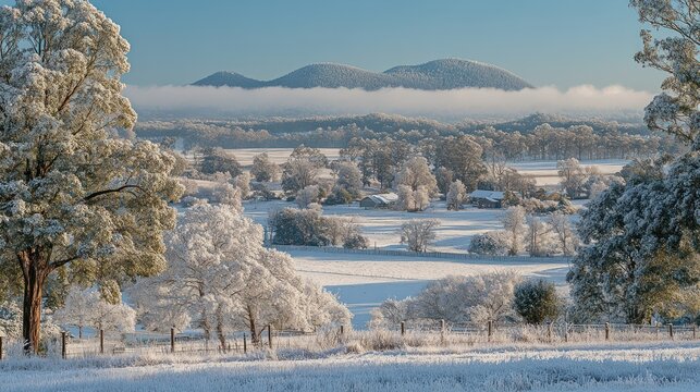 Snowy Winter Landscape: A Serene Australian Valley
