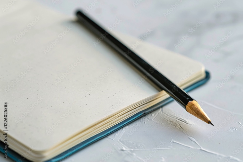 Poster blank notebook page is waiting to be filled with new ideas