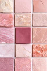 Fototapeta premium Textured collage featuring dusty rose tones with elements of velvet, marble, and paper under warm light for a cohesive aesthetic appeal