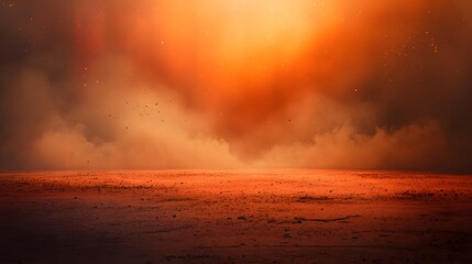 Fiery Orange Dust Storm Landscape Background