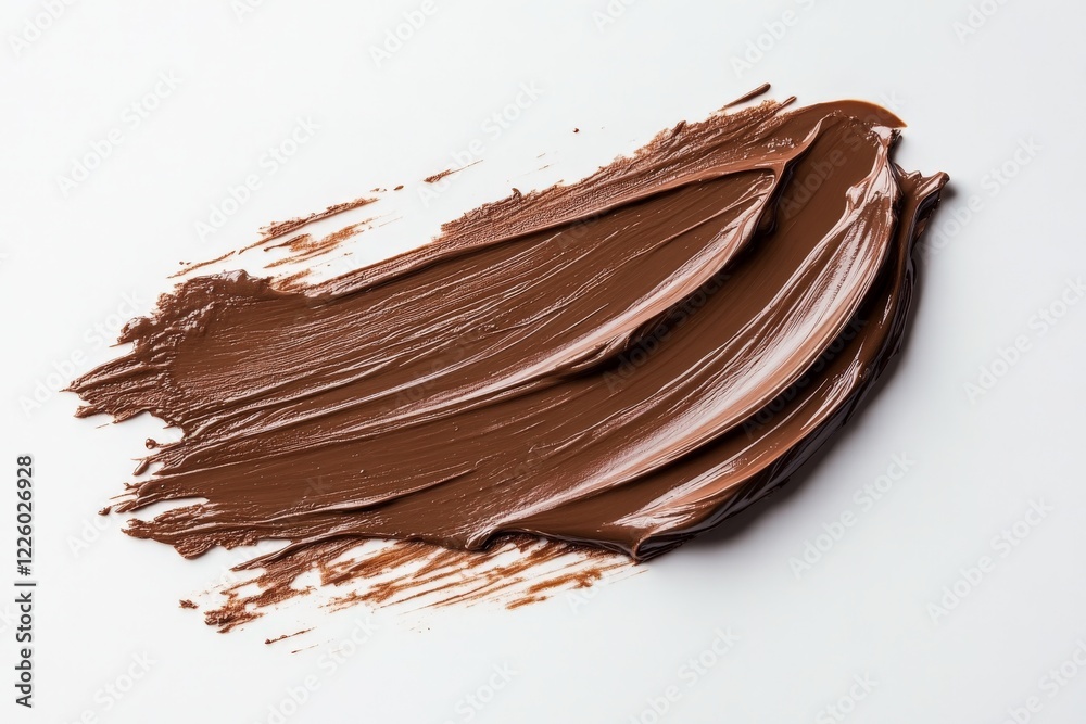Poster rich brown paint smeared across a white surface during an artistic process in a bright studio settin