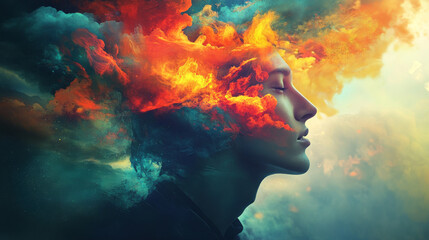 A vibrant canvas captures a surreal blend of colors and emotions.