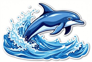Fototapeta premium Stylized Dolphin Leaping from Ocean Wave