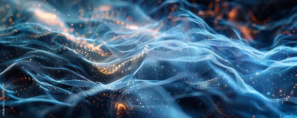 Aufkleber Dynamic wave pattern formed by particles on an abstract background