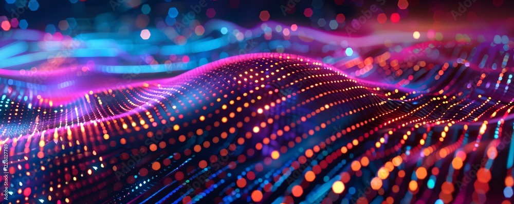 Aufkleber vibrant wavy pattern created by interconnected dots, ideal for technology or science themed designs