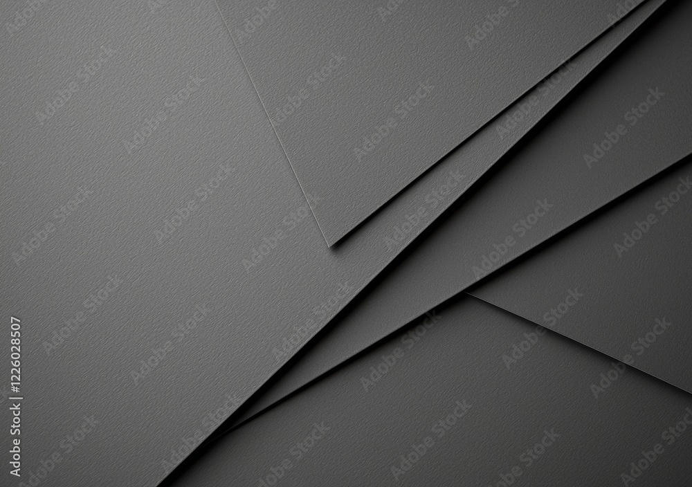 Poster abstract composition featuring overlapping gray paper sheets, creating a visually appealing arrangem