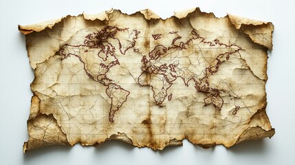 Fototapeta premium Ancient world map, parchment, studio, travel, adventure