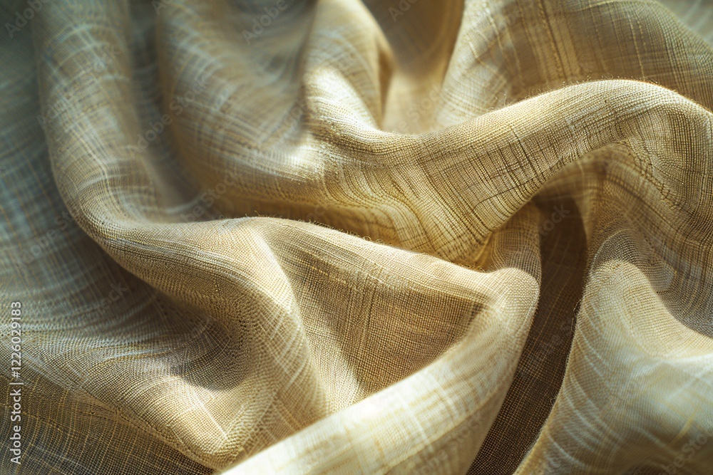 Poster soft waves flowing down a beige fabric texture background