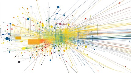 Abstract Colorful Network Data Visualization Graphic