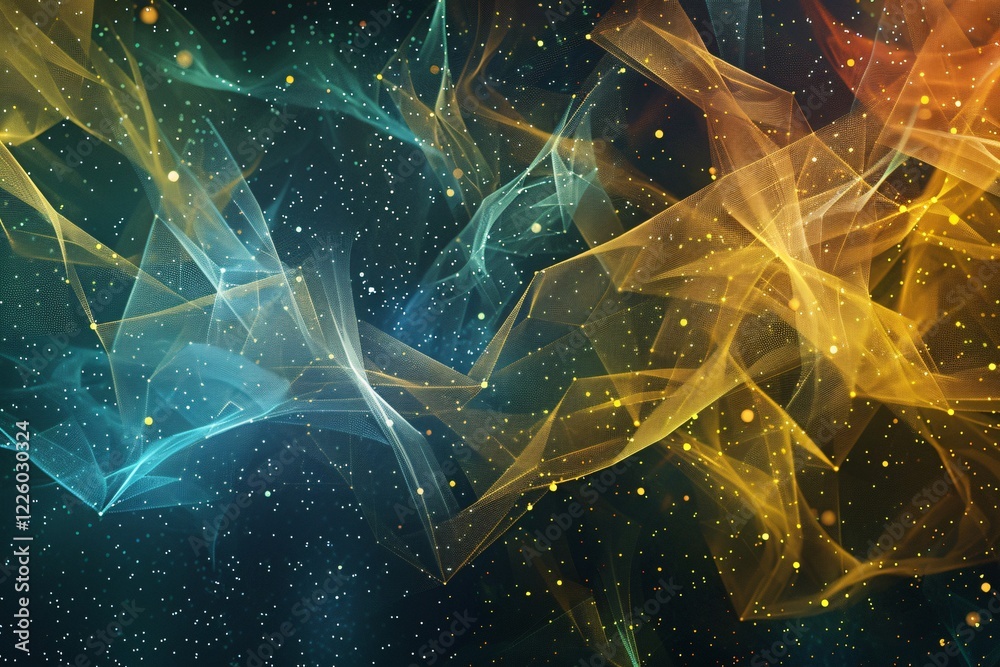 Poster Colorful wavy pattern abstract background with light particles