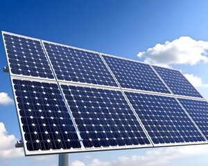 Clean Energy Solar Panels Against Blue Sky