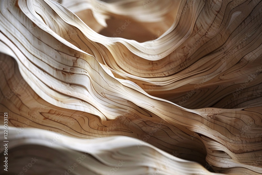 Poster abstract wavy pattern in light wood grain, ideal for a background