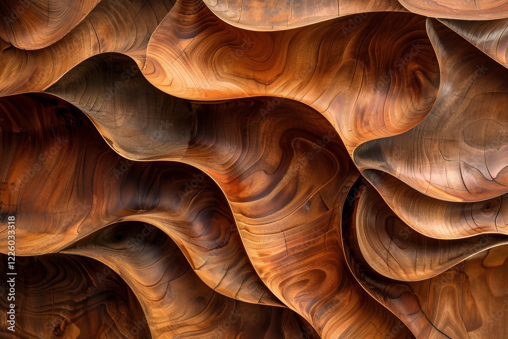 Poster Abstract pattern of wavy lines creating a wooden texture background