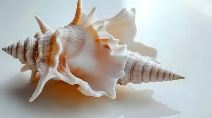 Obraz premium Detailed Closeup of a Delicate Seashell on White Background