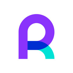 Letter PR or RP modern overlapping color logo design
