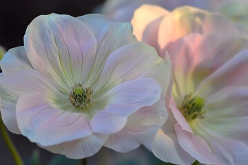 Pastel Pink and White Flowers Close Up Macro Shot