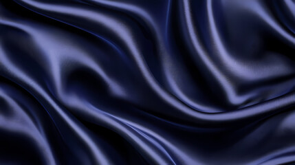 Obraz premium Opulent midnight blue abstract wave wallpaper with silk background. Midnight Wave. Illustration