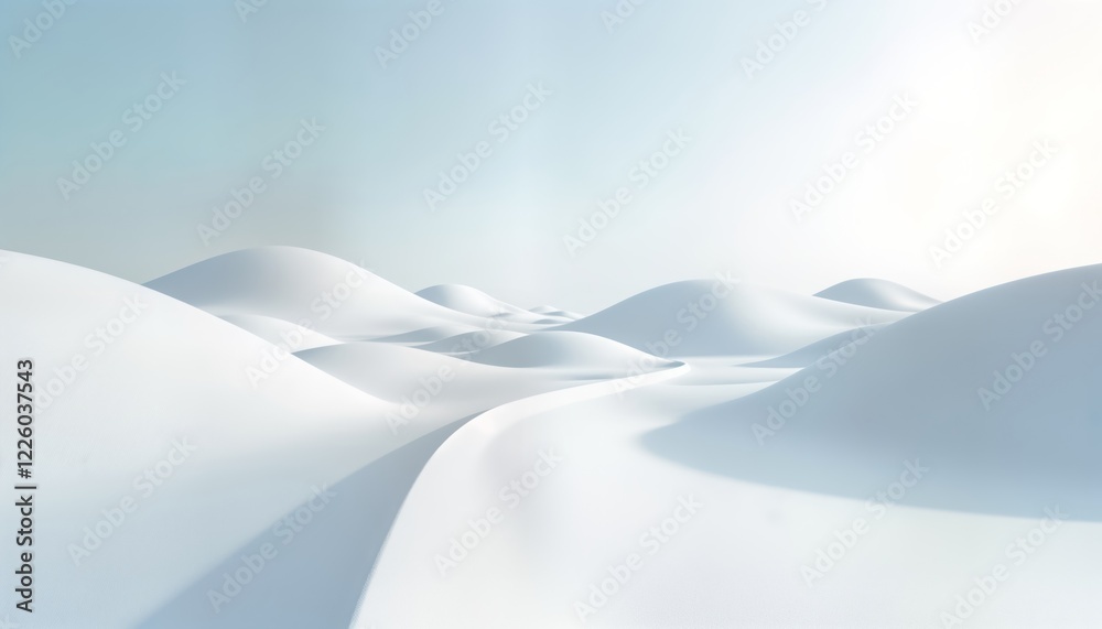 Aufkleber abstract white landscape with smooth curves, soft light. futuristic scene evokes serene, clean feeli