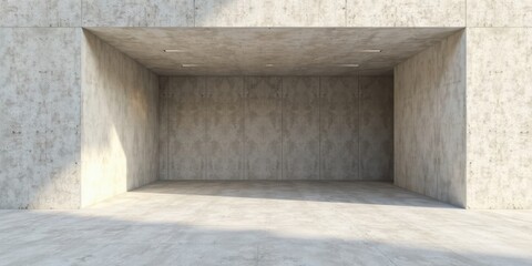 Sunlit Recessed Concrete Structure Interior Space Showing Architectural Design Elements