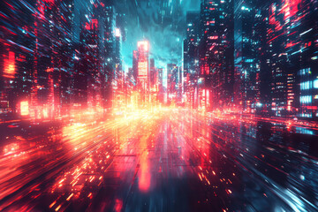 Obraz premium Glitchy Pixel Art Dreams An Abstract Background that Transcends Reality with Vibrant Colors and Distorted Patterns for a Unique Visual Experience