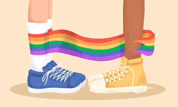Unity and diversity in pride represented through colorful sneakers