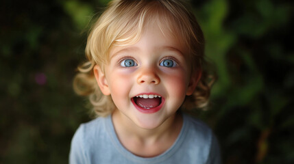 The childs enthusiasm reflects the joy of early education.