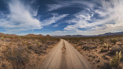 Naklejka premium Endless Horizons: The Solitude of the Desert Road