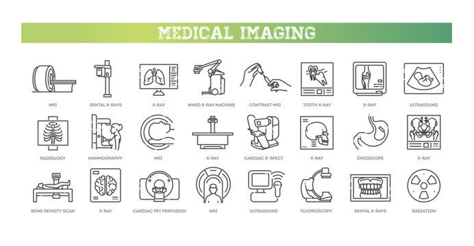 Medical imaging icons. Medical equipment symbols
