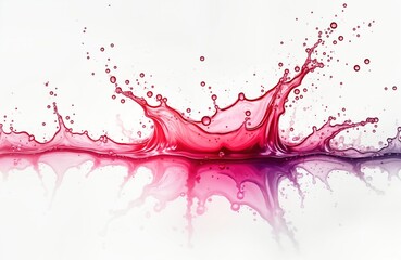 Colorful water splash isolated on white background. Dynamic motion of liquid. Vibrant pink, red colors create visual interest. Abstract, fresh design. Excellent for drink products beauty concepts.