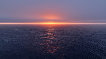 Stunning Ocean Sunset Aerial View, Serene Seascape at Dusk