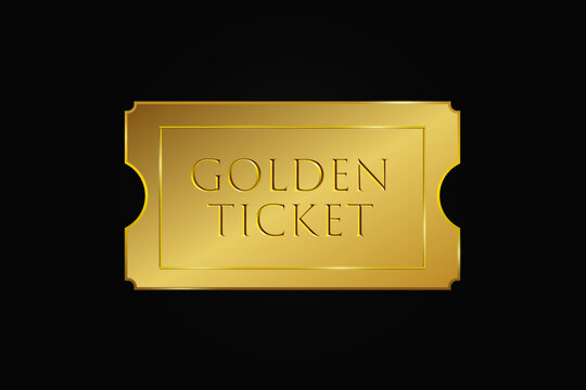 A golden elegant coupon. An elite ticket. Invitation to a party; cinema; concert; event; festival