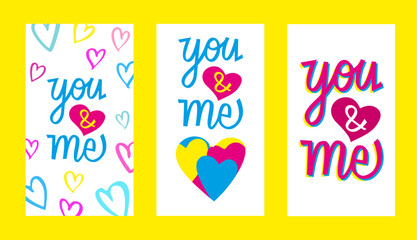 You and me hand drawn lettering with cute with hearts and stars illustration_You and me hand drawn lettering with cute with hearts and stars illustration-09