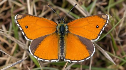 Fototapeta premium Vibrant Orange Butterfly Closeup Detailed Macro Photography
