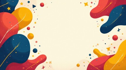 A celebratory design featuring abstract shapes and vibrant colors ideal for festive invitations or announcements.