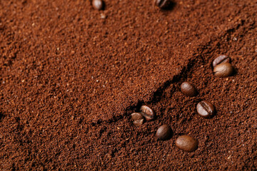 Coffee powder as background, closeup