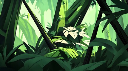 Lush Green Jungle Forest Background Illustration