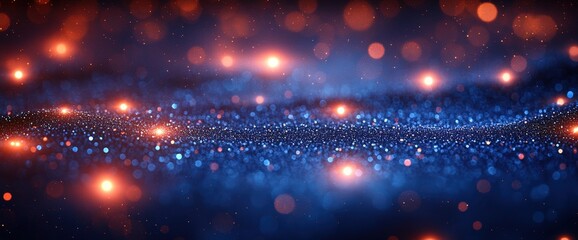 Obraz premium Blue And Red Glitter Background With Bright Lights