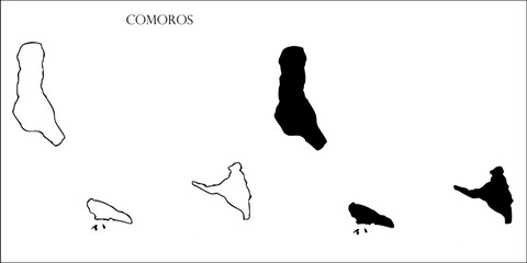 Comoros Blank Map, Comoros Map Outline Vector Images