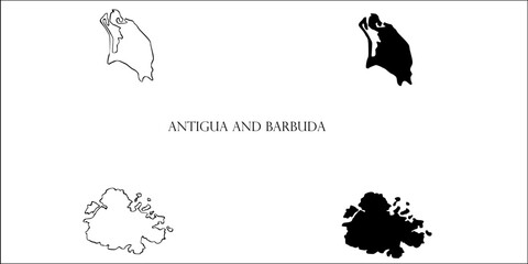 Antigua and Barbuda Blank Map, Antigua and Barbuda Map Outline Vector Images