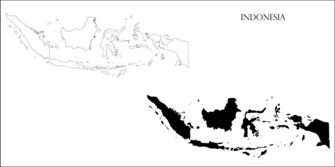 Obraz premium Indonesia Blank Map, Indonesia Map Outline Vector Images